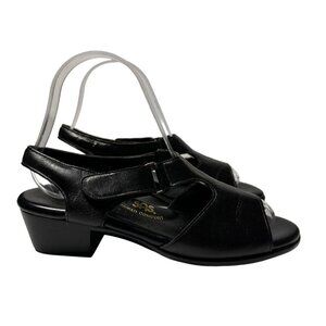 SAS Suntimer Tripad Comfort EZ black leather Heel Strap Sandals Size 7.5M